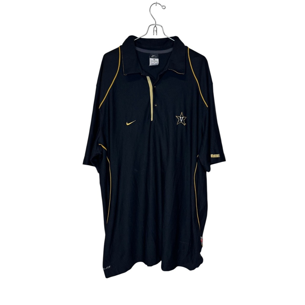 Nike Men Polo Shirt NCAA Vanderbilt Commodores Dri-Fit Short Sleeve Black Gold L